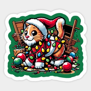 Festive Feline Fumble Sticker